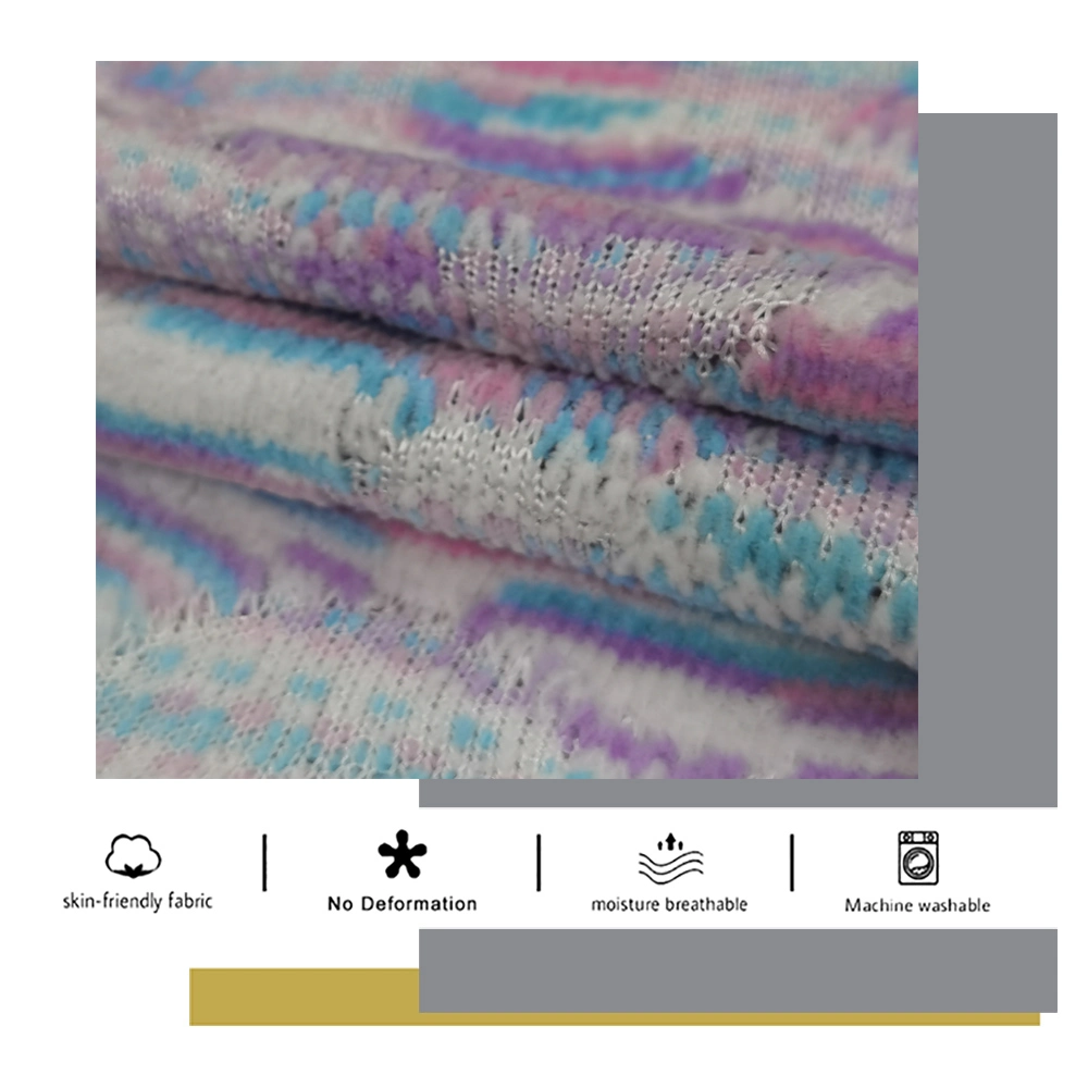 China Flower Pattern 100% Polyester Yarn Dyed Chenille Slub Jacquard Napped Fabric Poly Spandex Chenille Coarse Needle Knitted Fleece Fabric for Wedding Garment