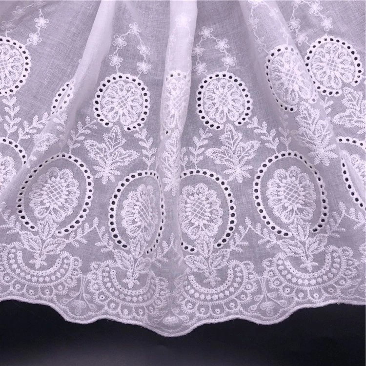 Embroidery White Color Cotton Lace Fabric High Quality French Lace Fabric for Party Dress