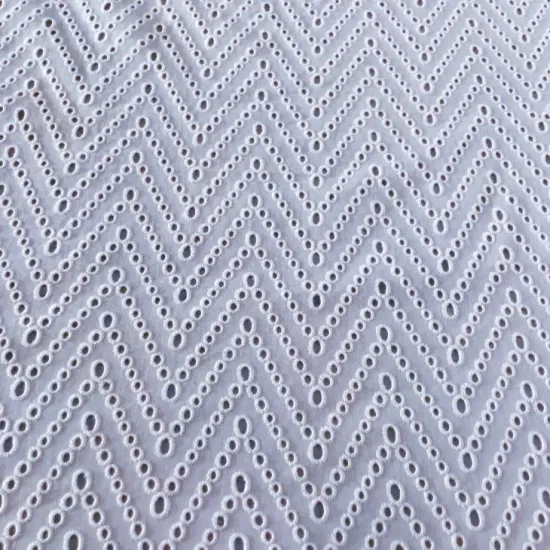 Tela suiza 100% del bordado del algodón del ojeteador de la gasa suiza del bordado blanco para el vestido de las mujeres